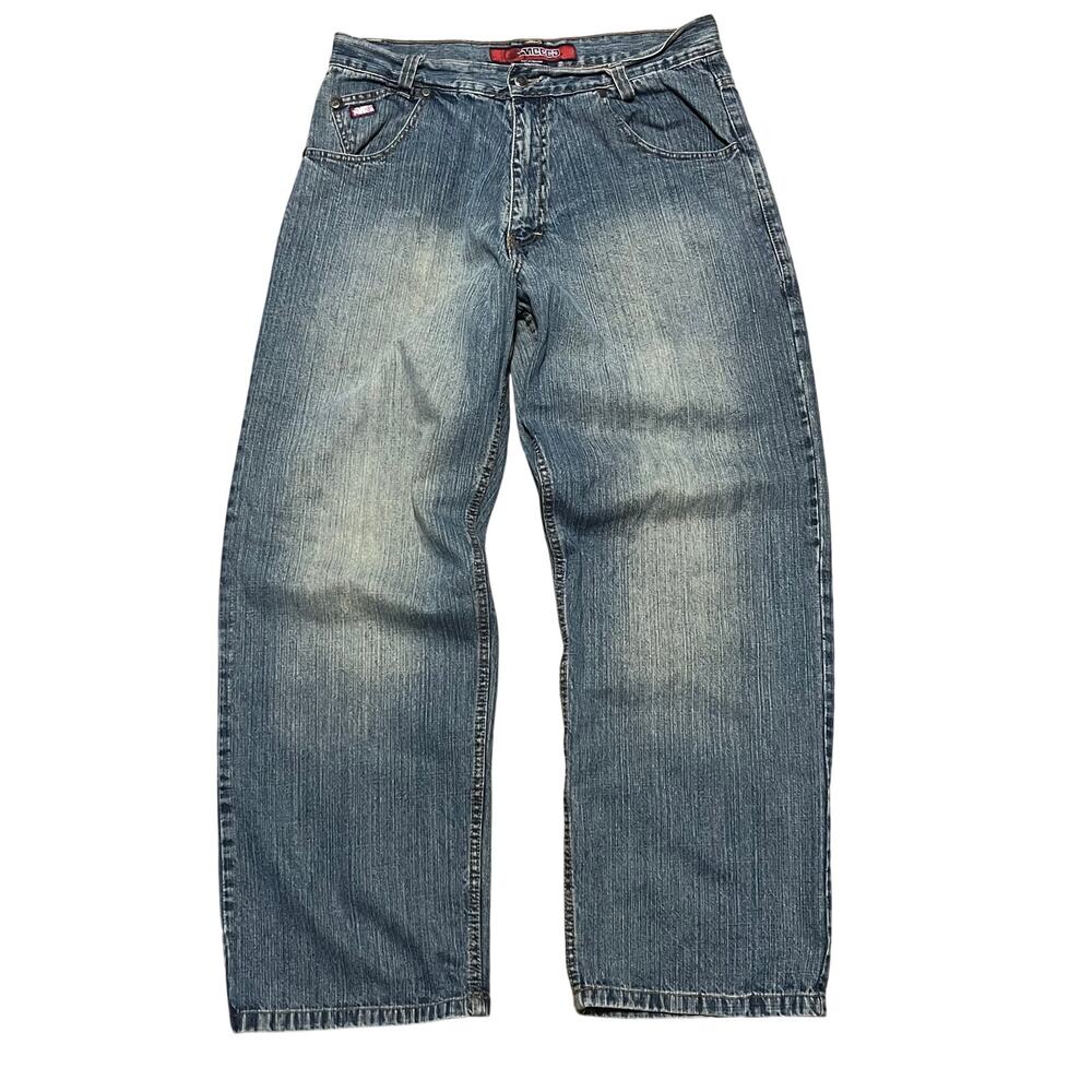 VTG Y2K Mecca Jeans 36x32 Baggy Fit Grunge Skater JNCO Faded Wash 90s Hip Hop